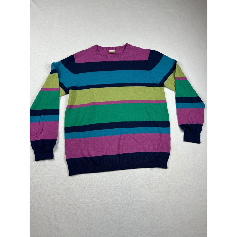 Blair Womens Large Multi Color Striped Crew Neck Long Sleeve‎ Acrylic Sweater L